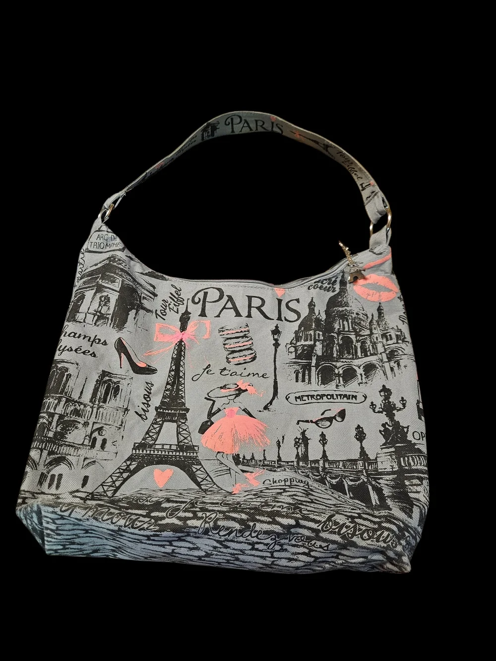 Glamour Paris Grey Canvas Boho Bag
